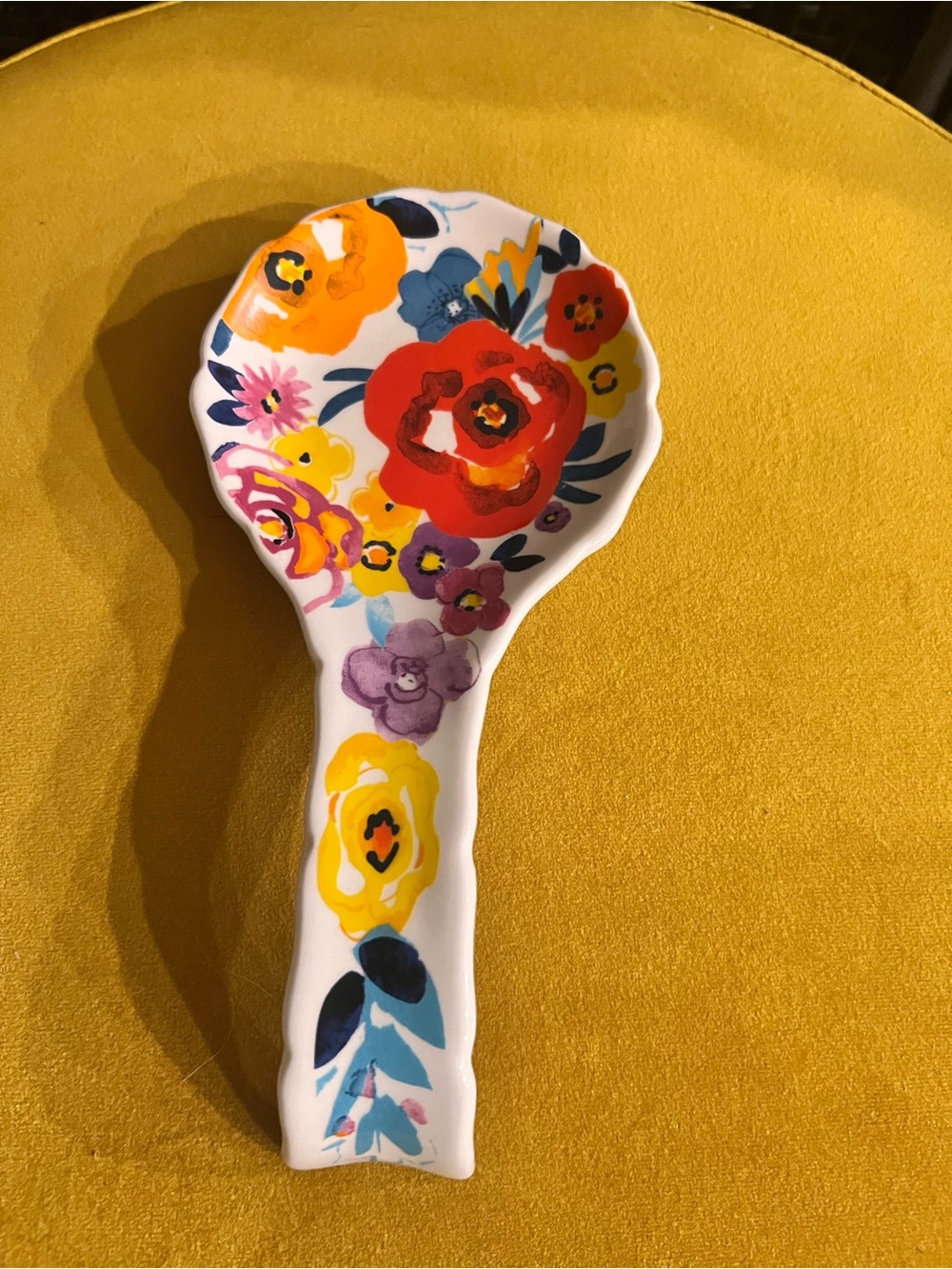 The Pioneer Woman Colorful Floral Ceramic Spoon Rest - Red, Yellow, Purple, Blue